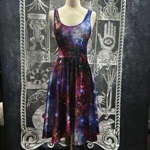 Blackmilk velour velvet galaxy space midi dress w pockets